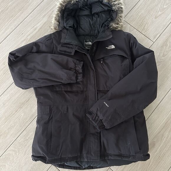 The North Face Jacket Womens XL Black Goose Down Faux Fur Coat Parka Hyvent - Picture 4 of 14